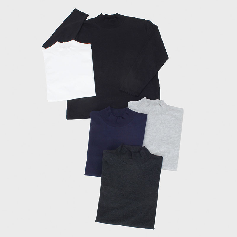 紳士大寸長袖無地ハイネックTシャツ