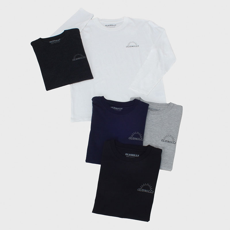 紳士大寸長袖ワンポイントプリントTシャツ