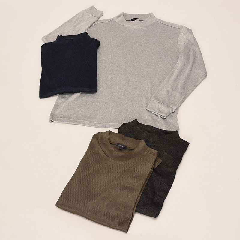紳士長袖ソフトニットハイネックTシャツ
