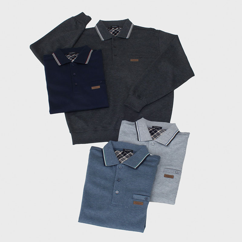 紳士ダンボール無地ポロトレーナー