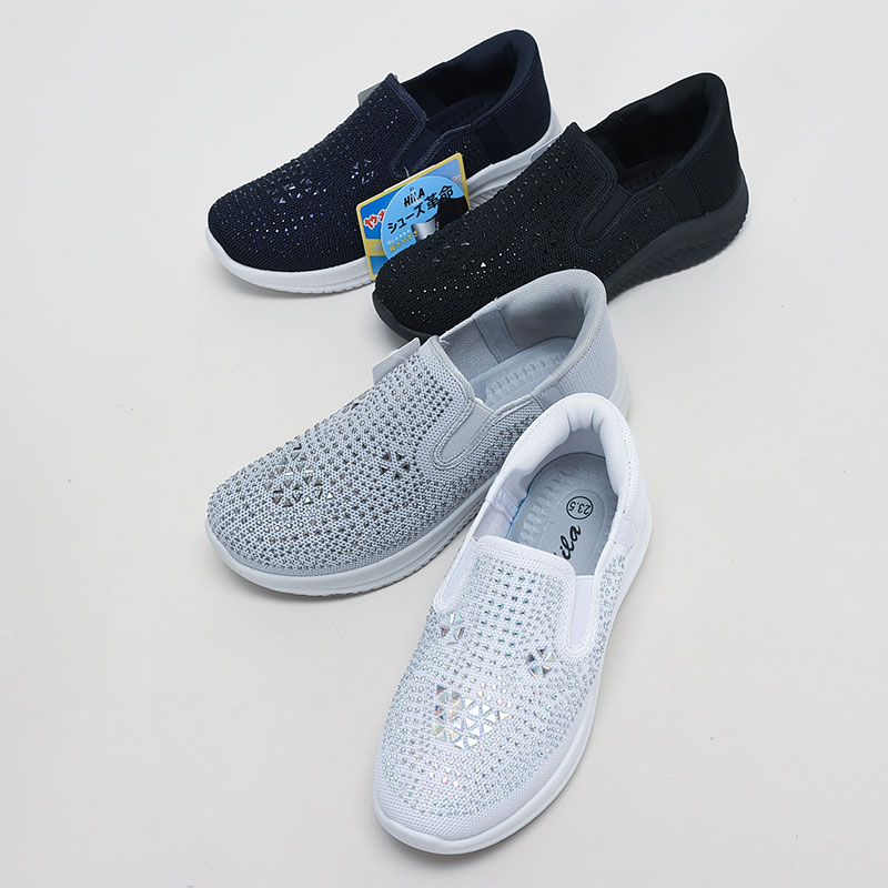 簡単脱着婦人スニーカーストーン付き