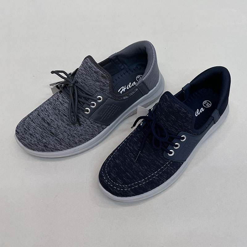 簡単脱着紳士スニーカーニット風モカシン紐