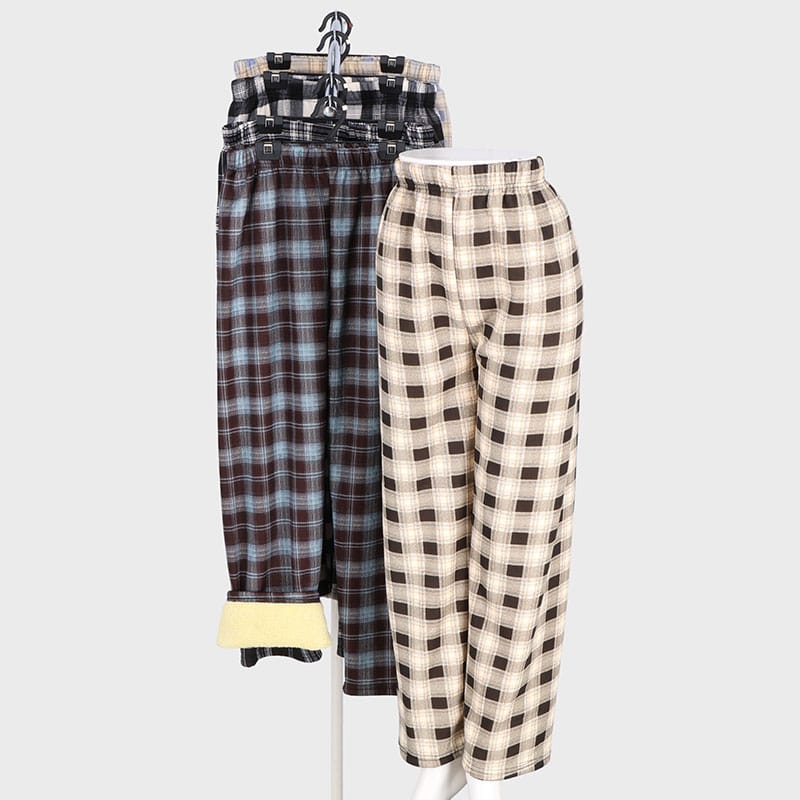婦人チェック裏ボアフリーパンツ
