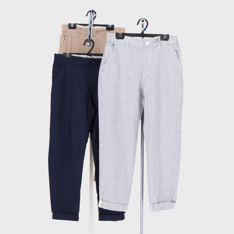 婦人らくばき綿麻カラーテーパード