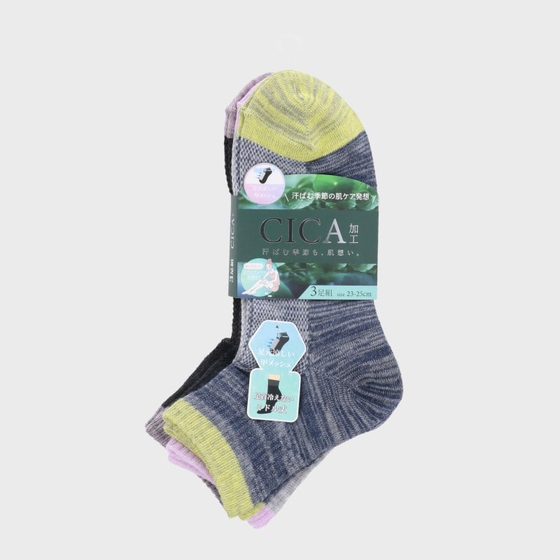 婦人ミドル丈ソックス3足組(CICA)