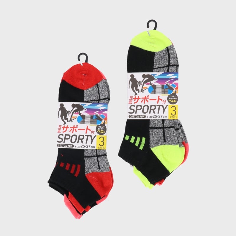 紳士綿混スポーティスニーカーソックス3P