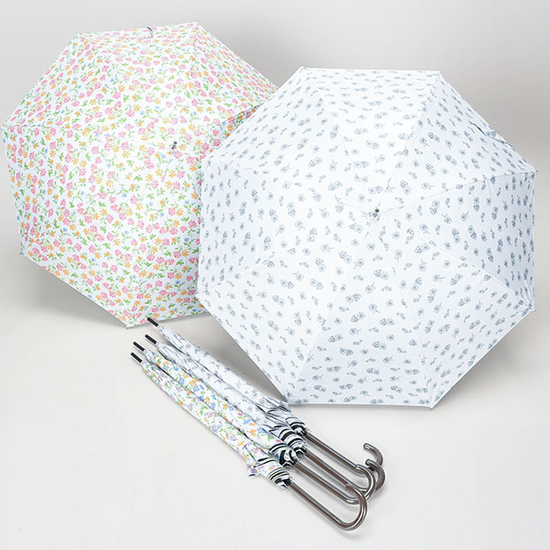 晴雨兼用グラス骨裏ブラック58cmジャンプ傘(花柄)