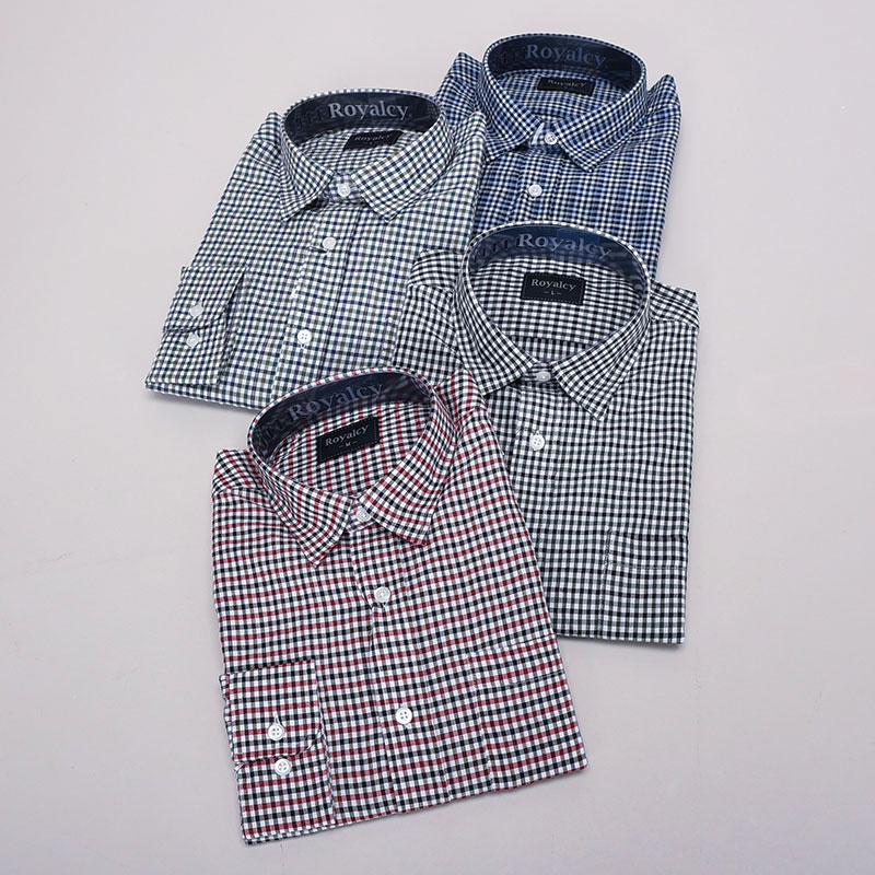 紳士大寸長袖サッカーシャツ(ギンガム)