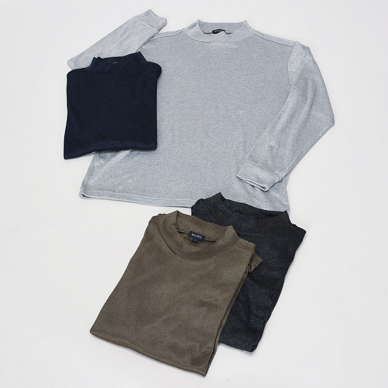 紳士長袖ソフトニットハイネックTシャツ