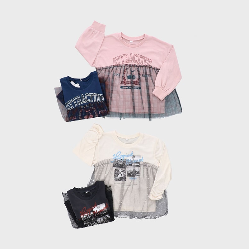 女児小寸長袖Tシャツ2柄