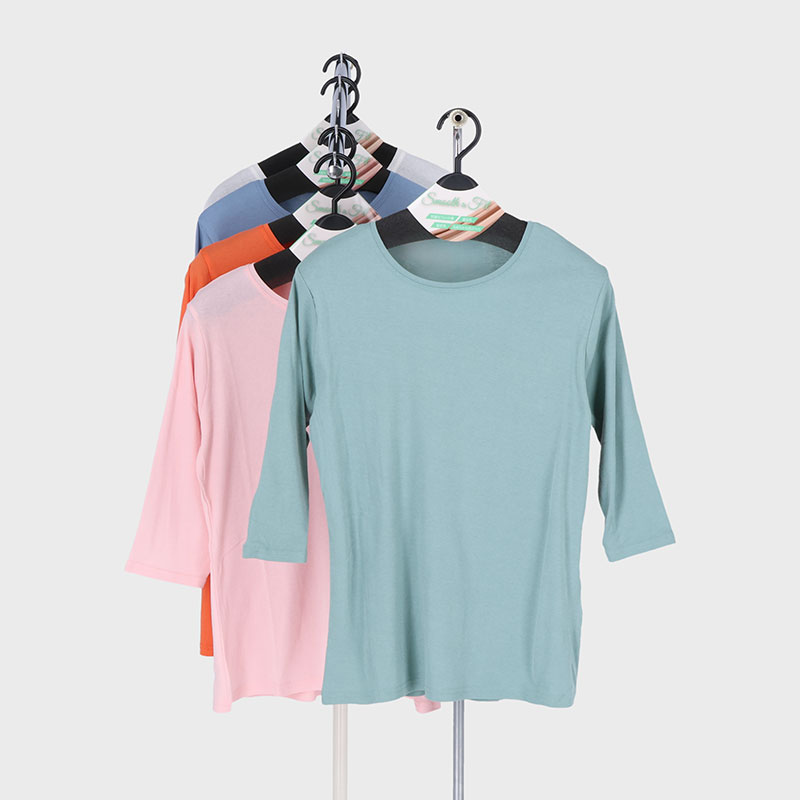 婦人80強撚7分袖丸首Tシャツ