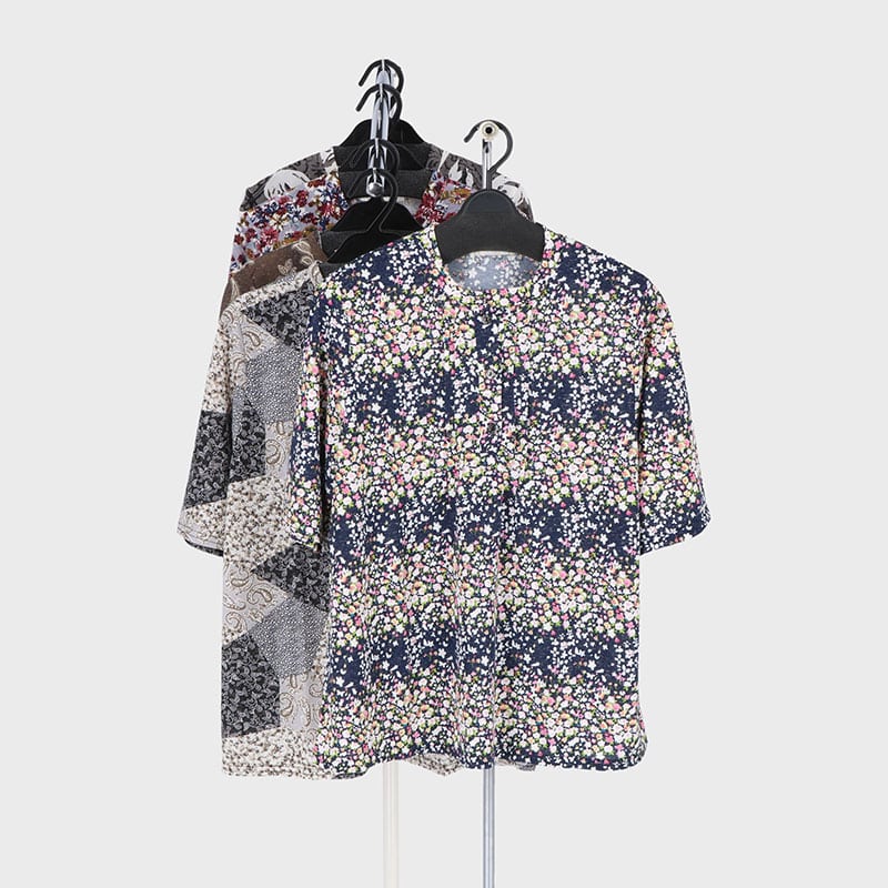 婦人5分袖麻混ピンタックTシャツ