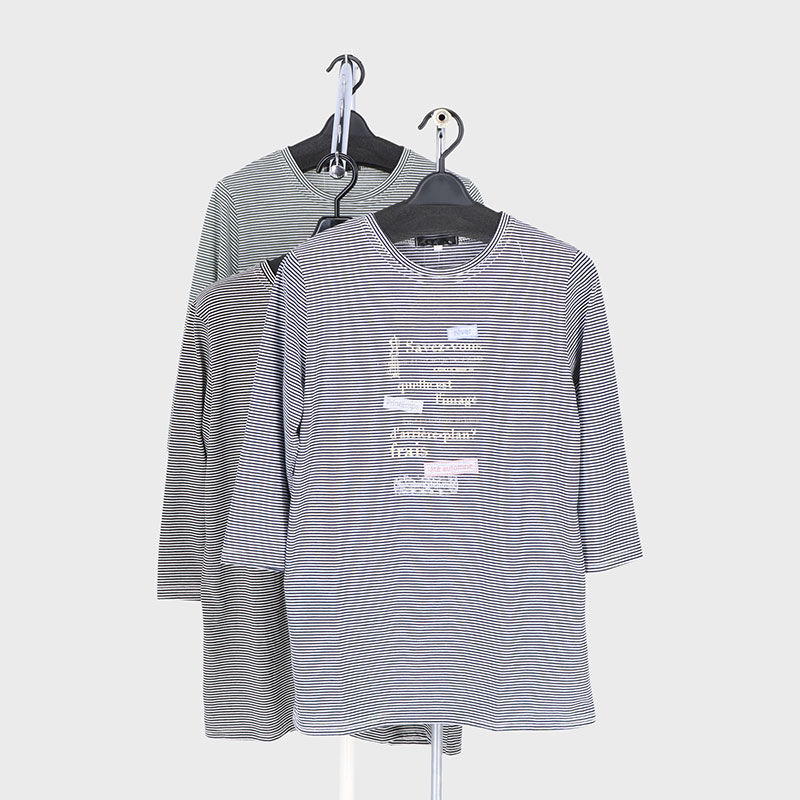 婦人7分袖ボーダーTシャツ