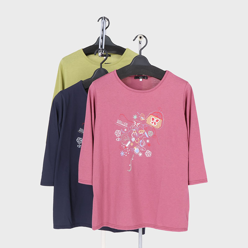 婦人7分袖プリントTシャツ