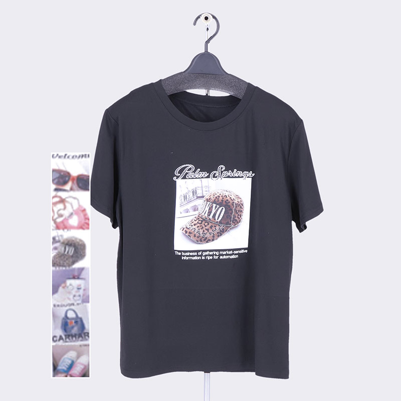 婦人ラインストンTシャツ