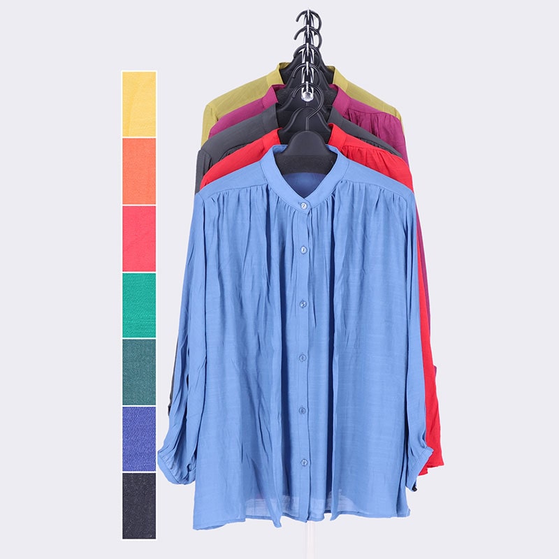 婦人ギャザー楊柳ブラウス