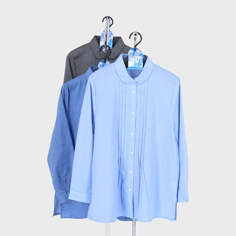 婦人ピンタック無地長袖シャツ