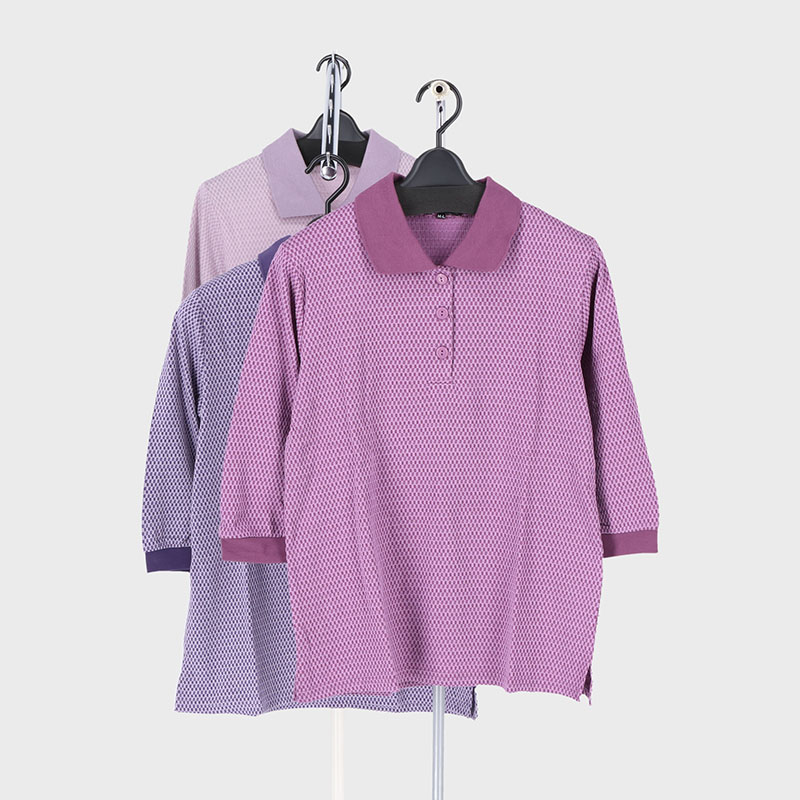 婦人7分袖ジャガードポロシャツ