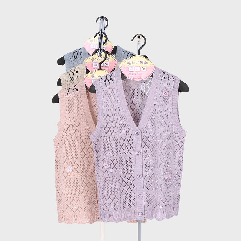 婦人S寸すかし手刺しゅうベスト