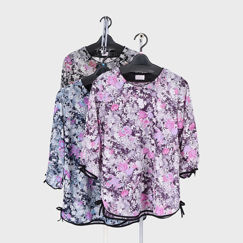 婦人7分袖エスパンディプリントTシャツ