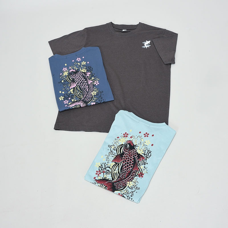 紳士バックプリントTシャツ和柄鯉