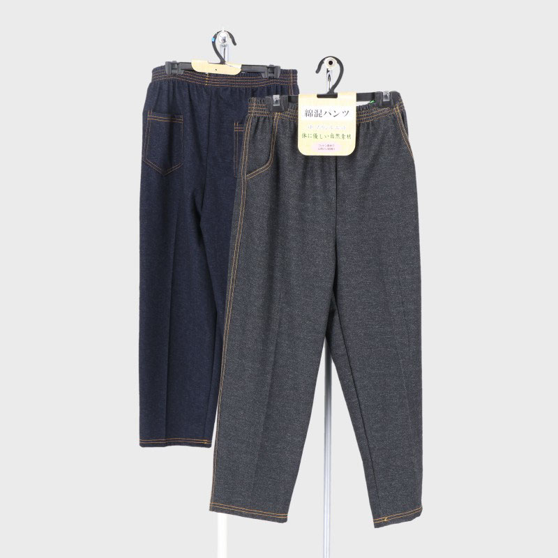 婦人8分丈デニムニットパンツ