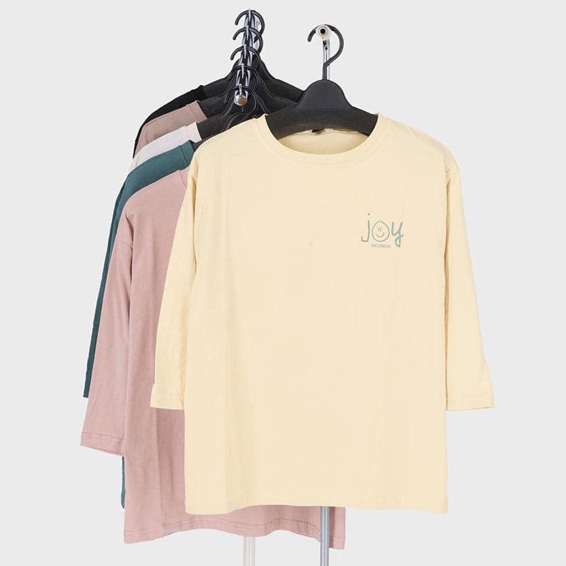 婦人7分袖プリント2柄Tシャツ