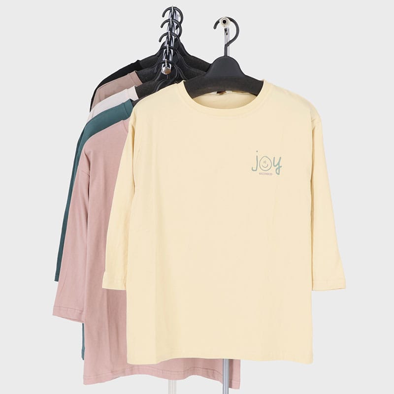 婦人大寸7分袖プリント2柄Tシャツ