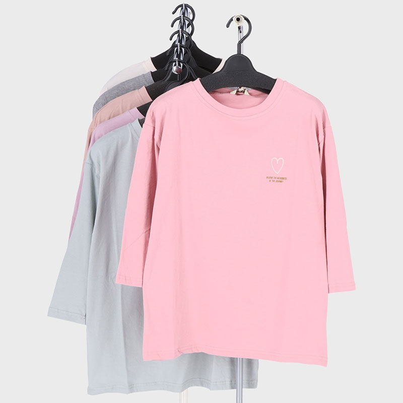 婦人7分袖プリント2柄Tシャツ