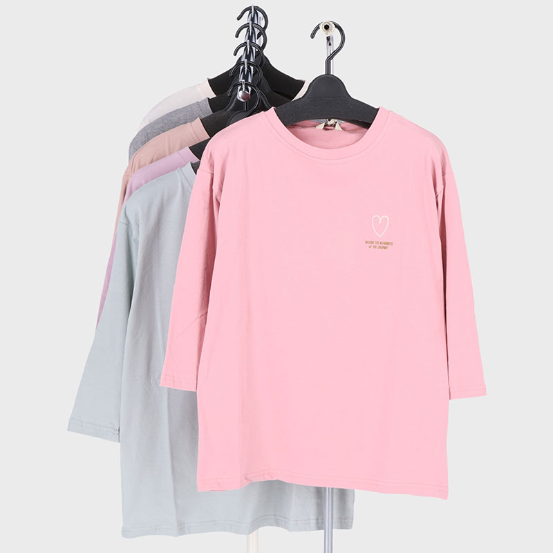 婦人大寸7分袖プリント2柄Tシャツ