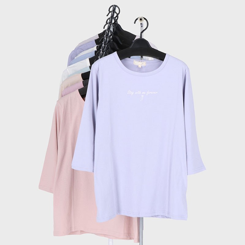 婦人大寸7分袖プリント2柄Tシャツ