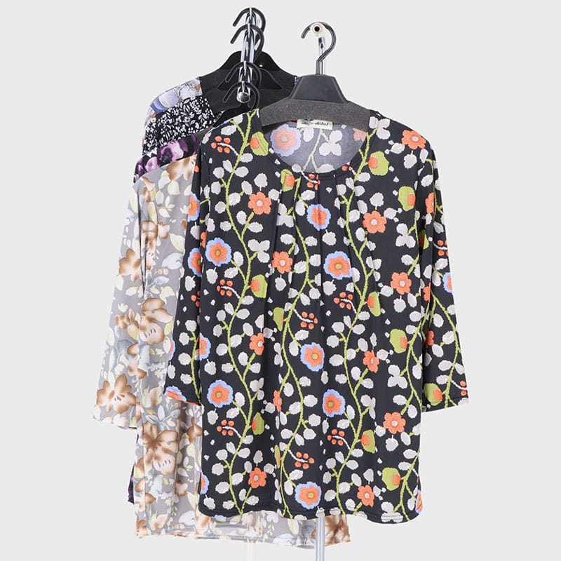 婦人ITYプリント5本ピンタックTシャツ