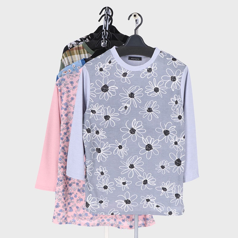 婦人7分袖前身プリントTシャツ