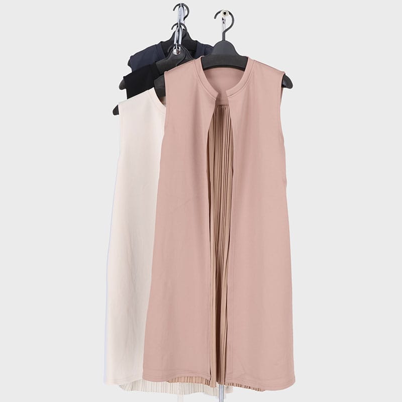 婦人背中プリーツロングジレ