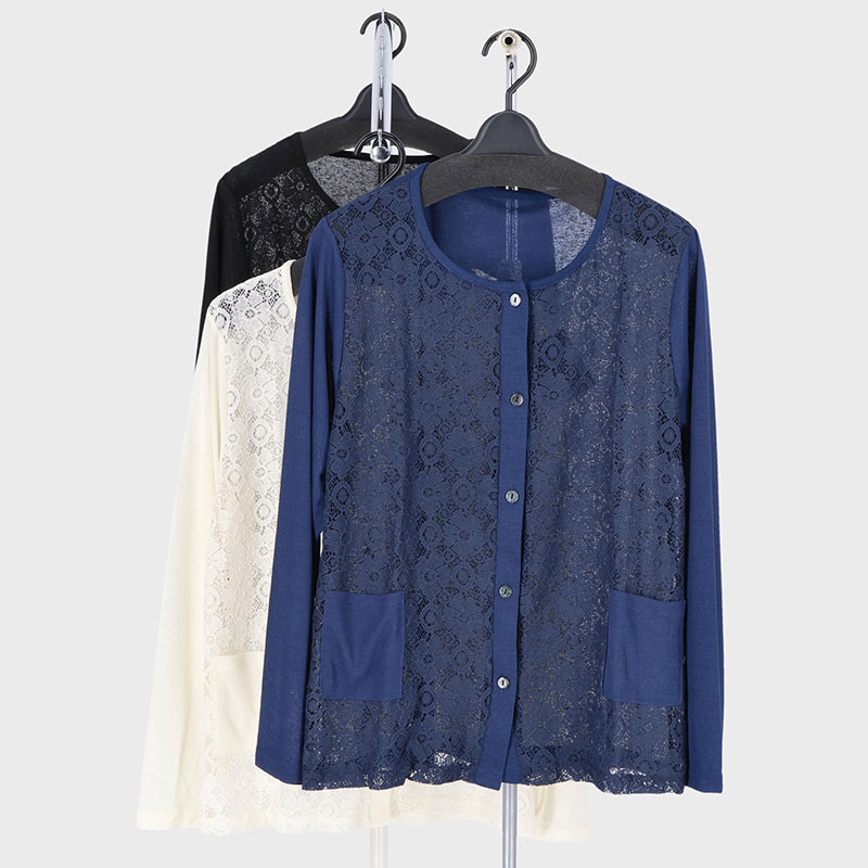 婦人梨地カーディガン