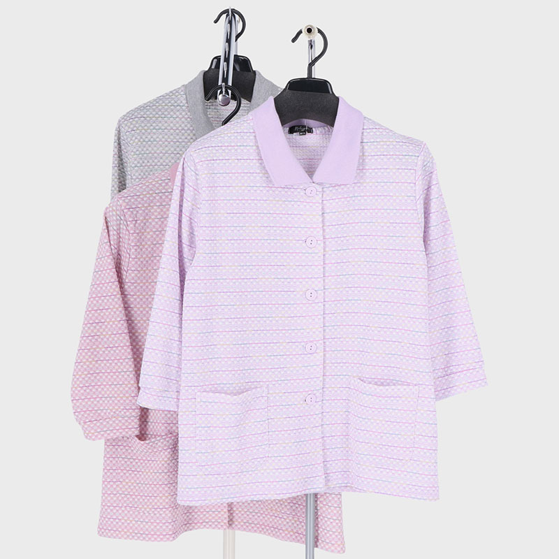 婦人7分袖ジャガードポロカーディガン