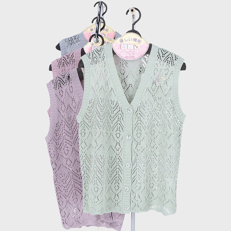 婦人V首すかし手刺しゅうベスト