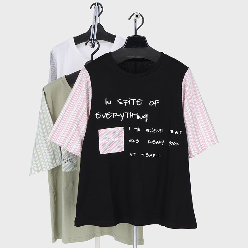 婦人袖切り替えTシャツ