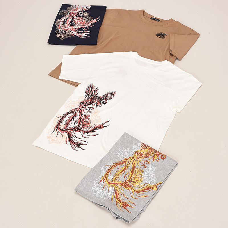 紳士バックプリントTシャツ和柄鳥