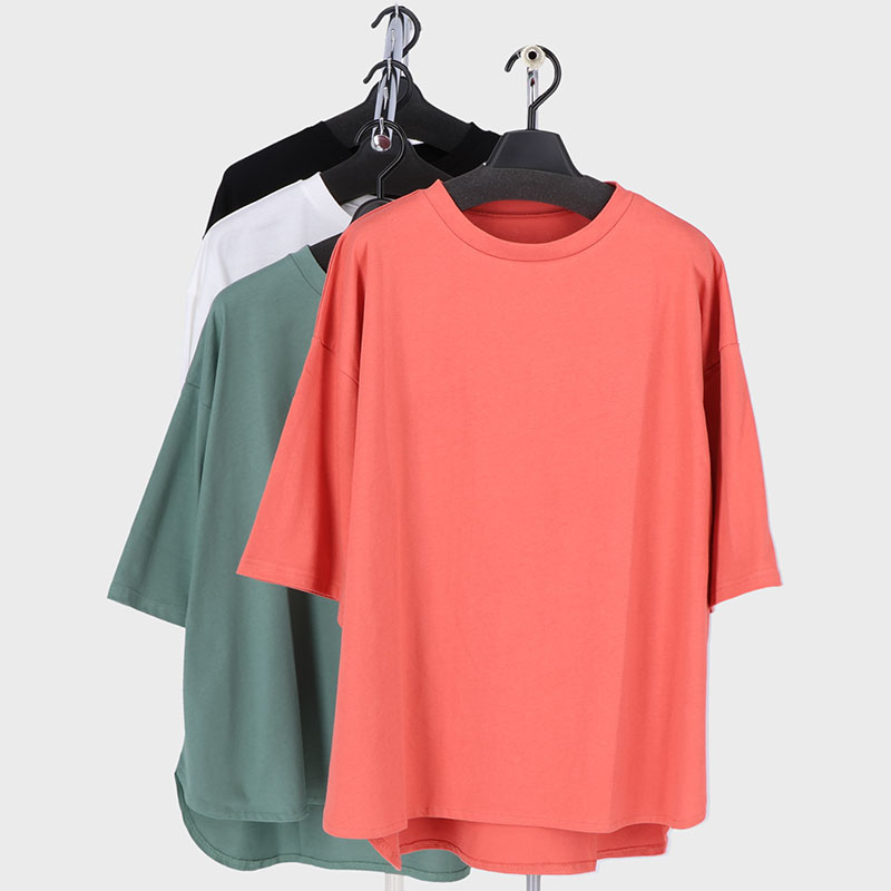 婦人5分袖裾ラウンドヘムTシャツ