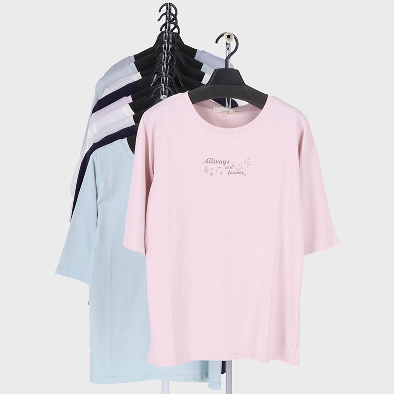 婦人大寸5分袖プリント2柄Tシャツ