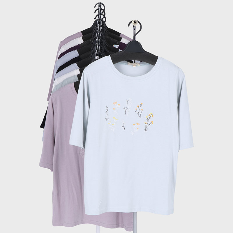 婦人大寸5分袖プリント2柄Tシャツ