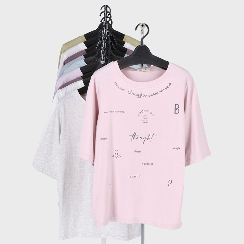 婦人5分袖プリント2柄Tシャツ