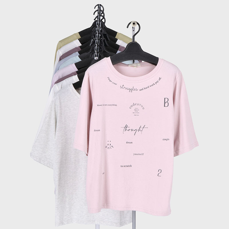 婦人大寸5分袖プリント2柄Tシャツ