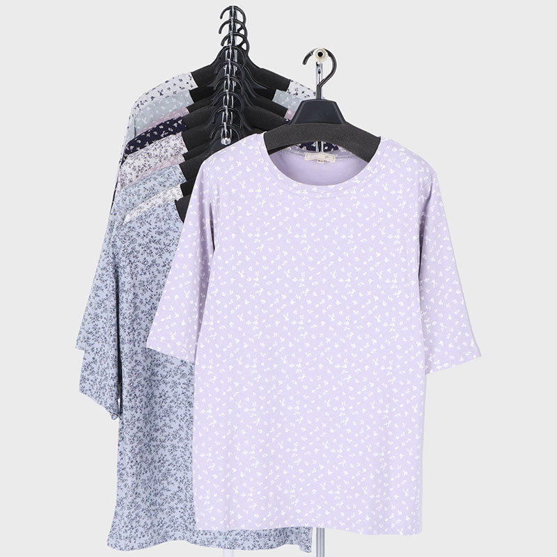 婦人5分袖プリント2柄Tシャツ