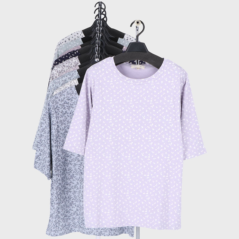 婦人大寸5分袖プリント2柄Tシャツ