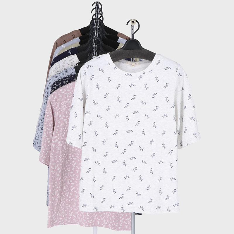 婦人大寸5分袖プリント2柄Tシャツ