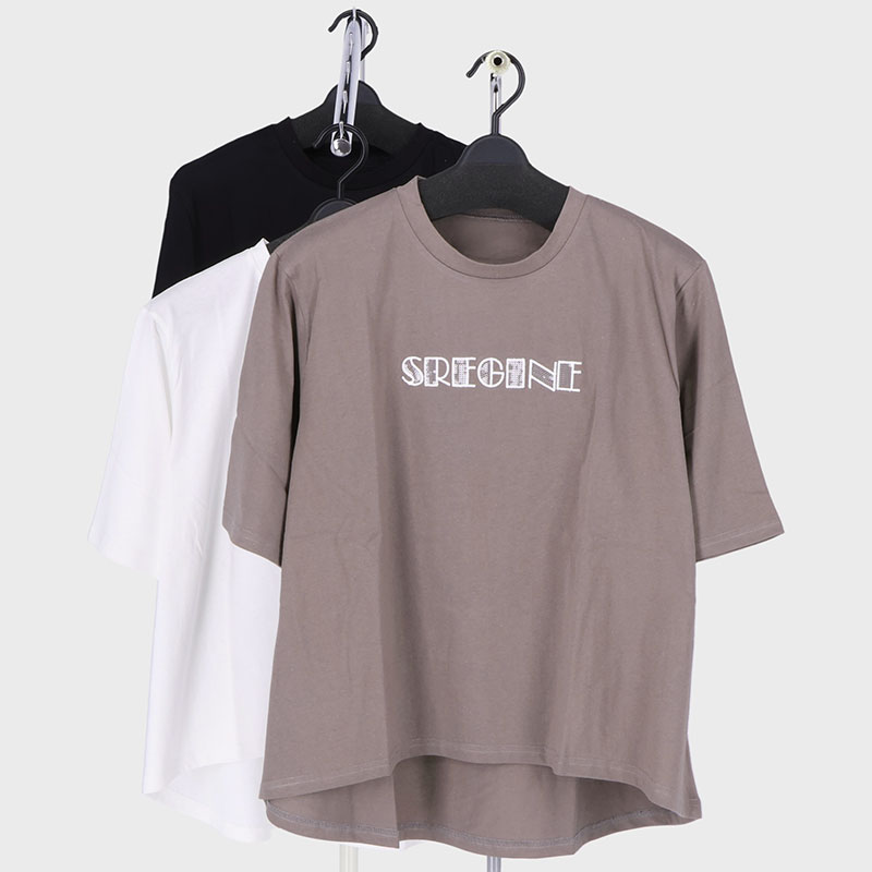 婦人5分袖刺しゅうTシャツ