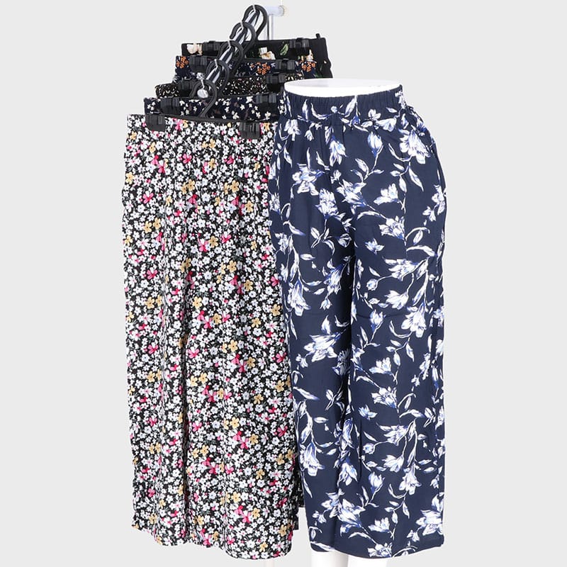 婦人レーヨンプリントワイドパンツ55