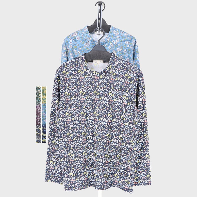 婦人長袖総柄プリントTシャツ2柄